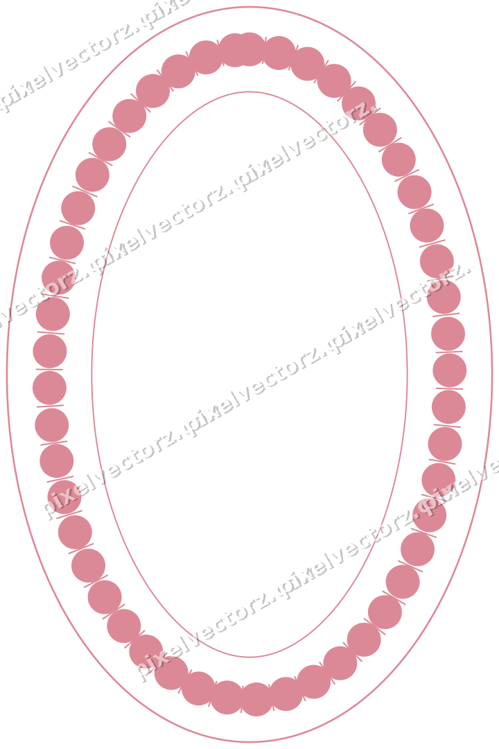 Decorative line art frame in red and orange with oval and beaded line
