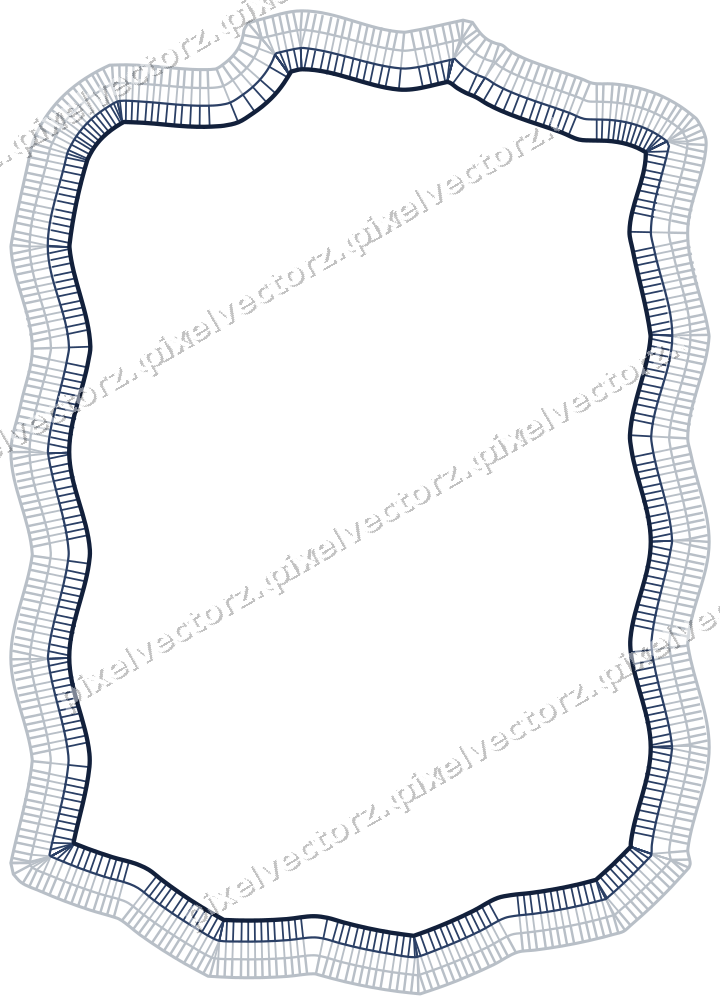 Decorative line art frame in dark blue and white with label plaque