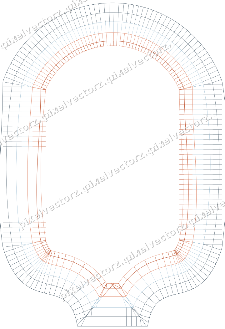 Decorative line art frame in orange and cyan with label plaque