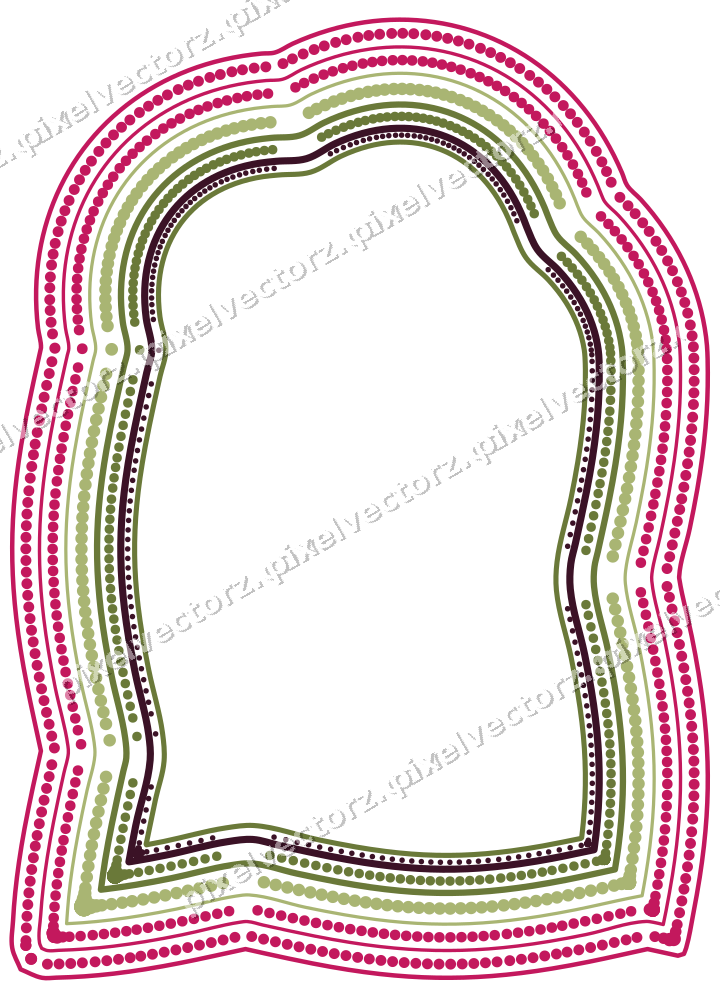 Decorative line art frame in lime and pink with label plaque