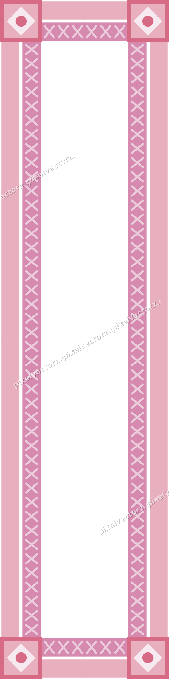 Decorative picture frame border in pale pink with cross band