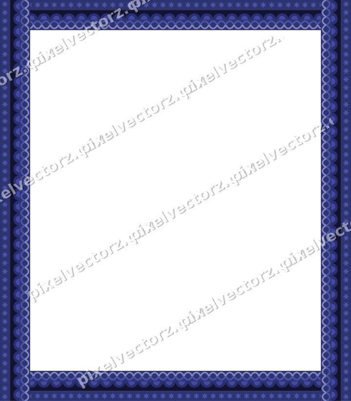 Decorative picture frame border in dark blue and amber with star band