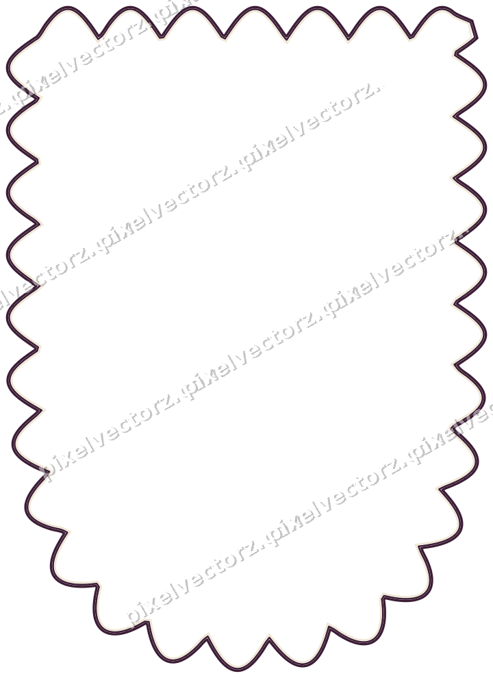 Decorative line art frame in dark magenta and amber with shield