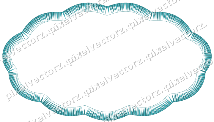 Decorative line art frame in dark teal and orange with oval