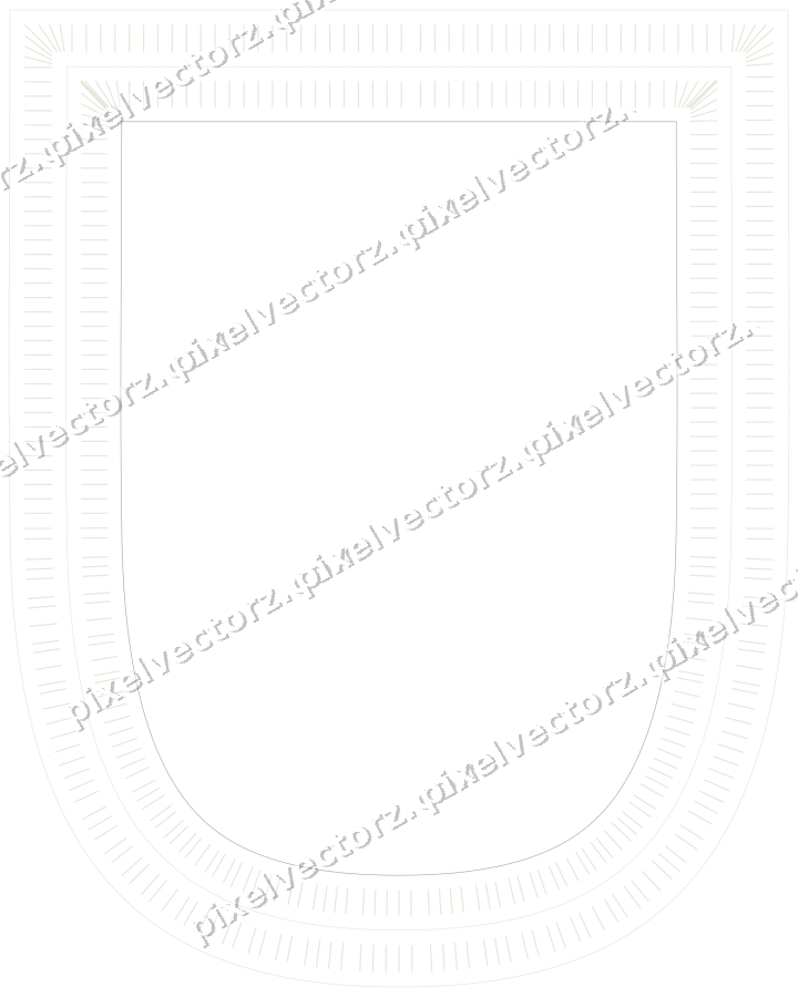 Decorative line art frame in dark magenta and lime with shield