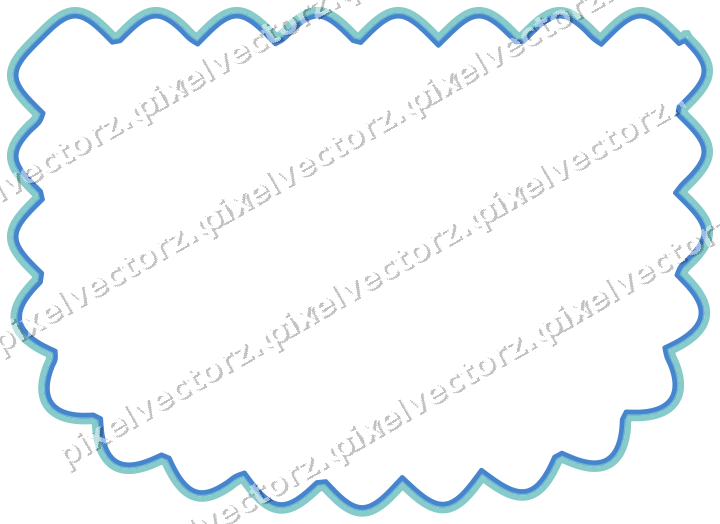 Decorative line art frame in blue and cyan with shield