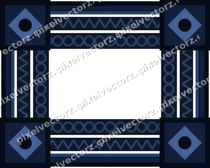 Decorative picture frame border in dark blue and white with zigzag