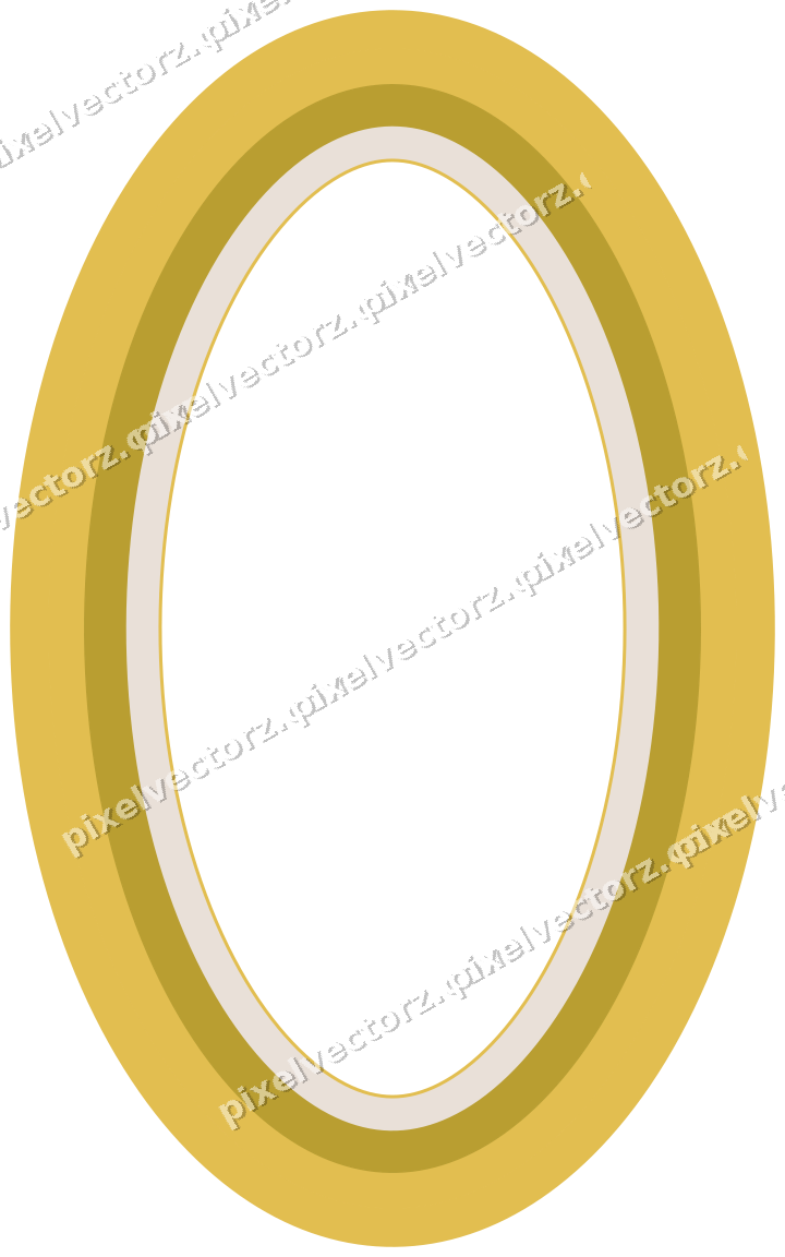 Decorative line art frame in amber and pale orange with oval