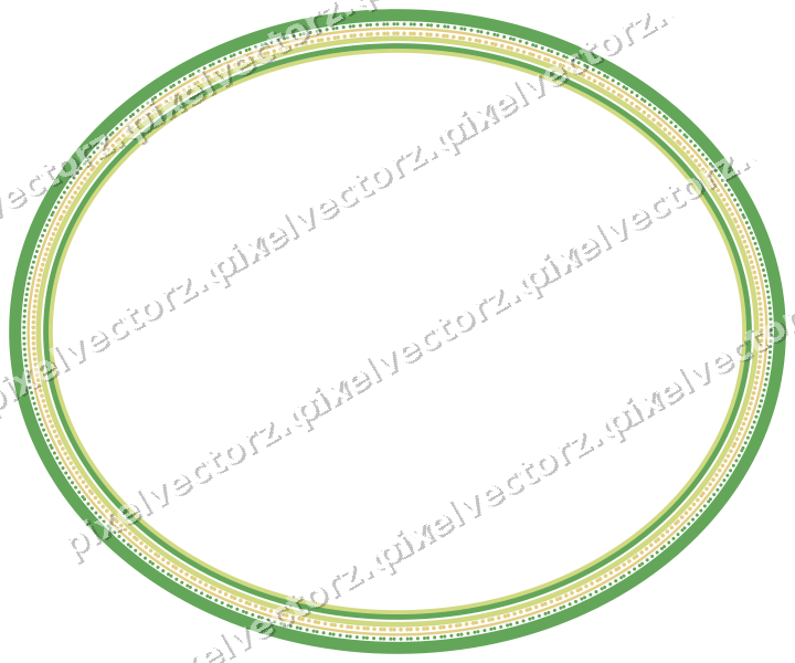 Decorative line art frame in lime and yellow with oval and solid band