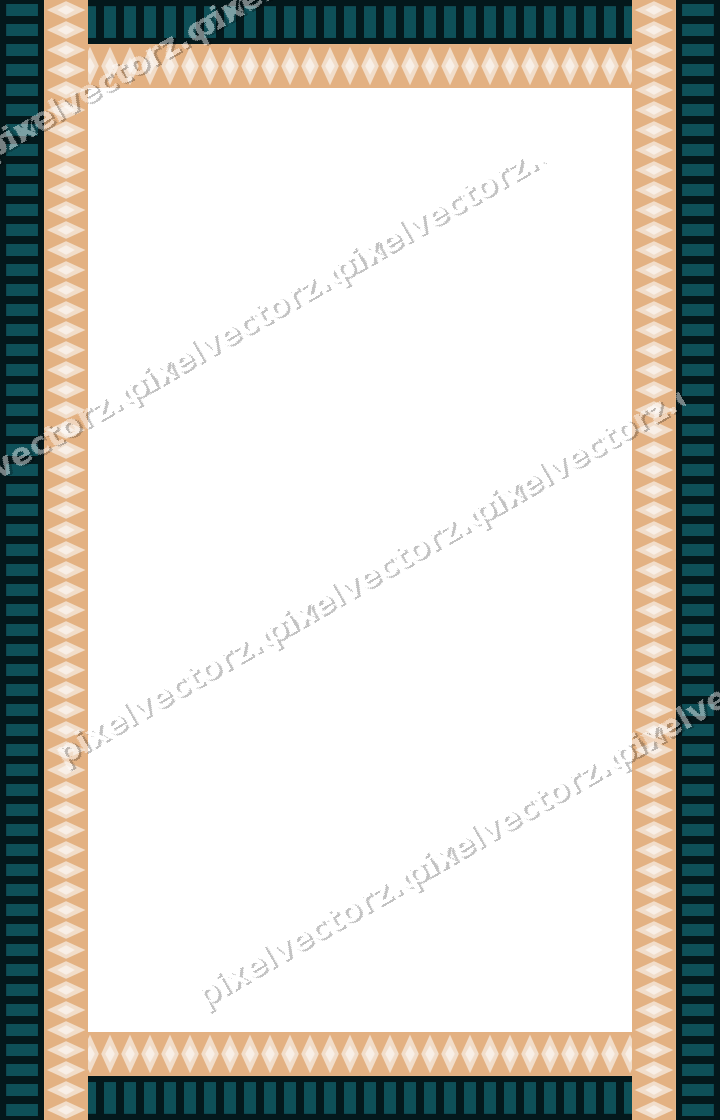 Decorative picture frame border in dark teal and orange with dentil