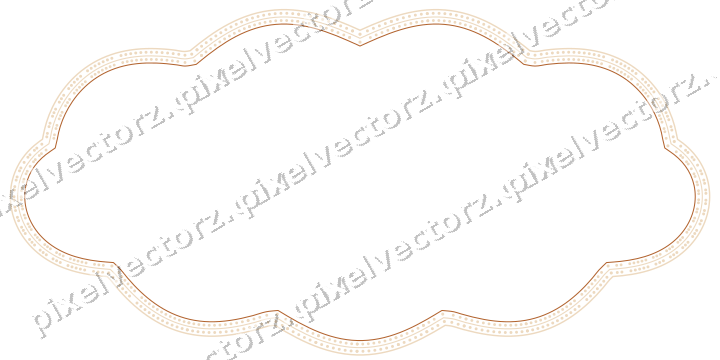 Decorative line art frame in dark green and orange with oval