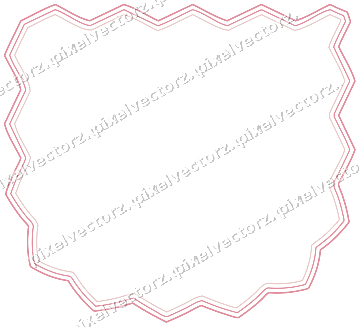 Decorative line art frame in pale pink and pale red with shield