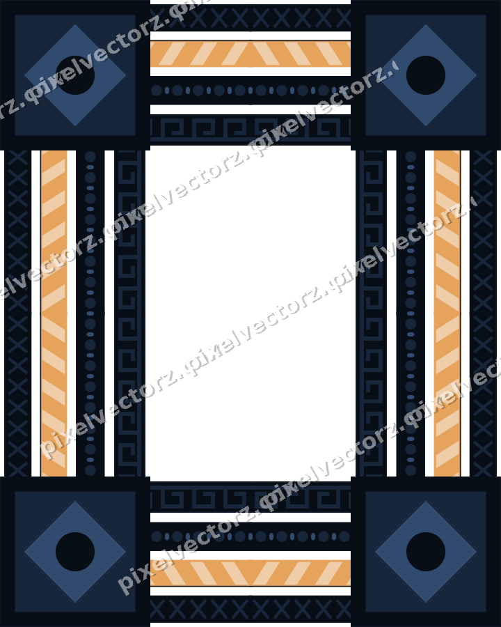 Decorative picture frame border in dark blue with cross band