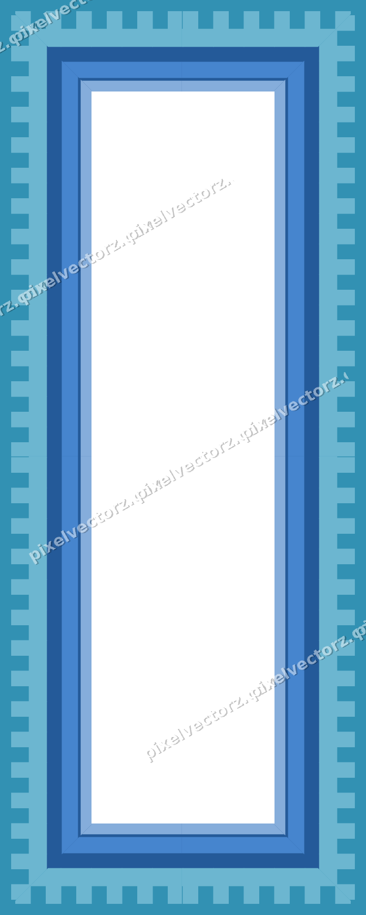 Decorative picture frame border in blue and cyan with step band