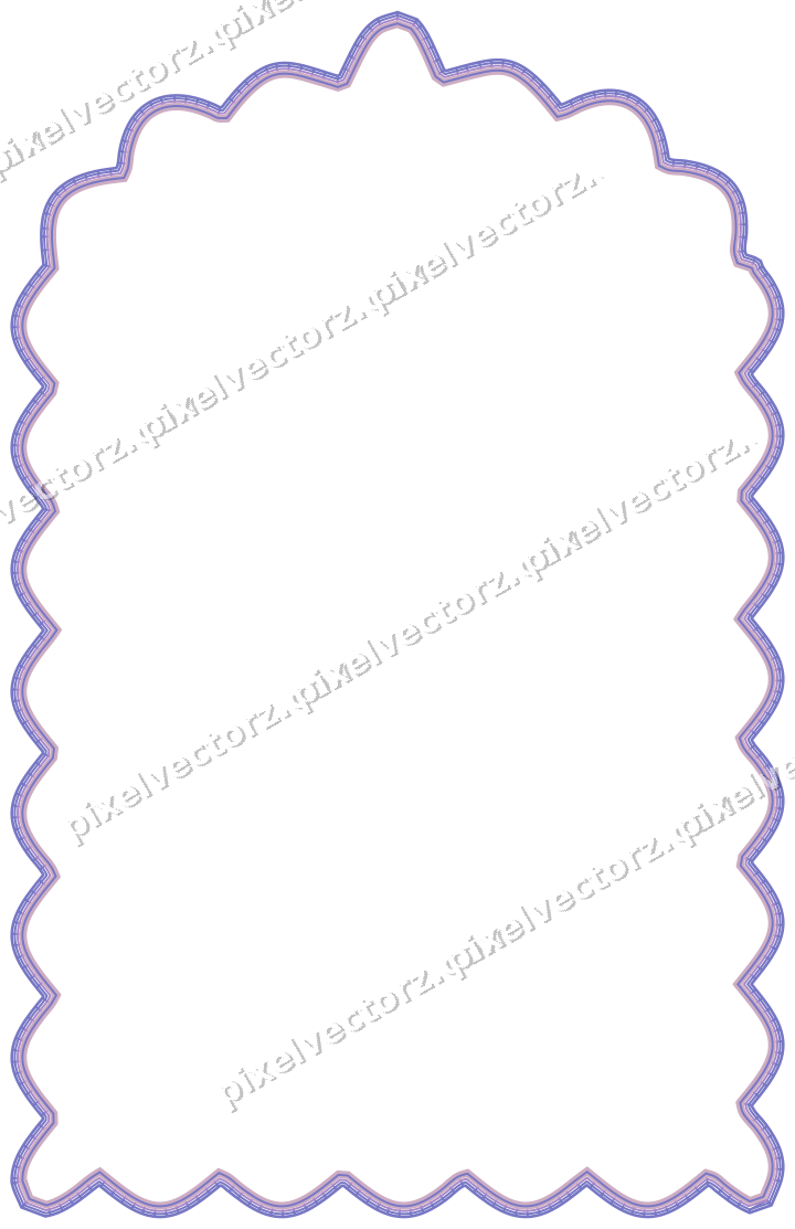 Decorative line art frame in purple and blue with label plaque