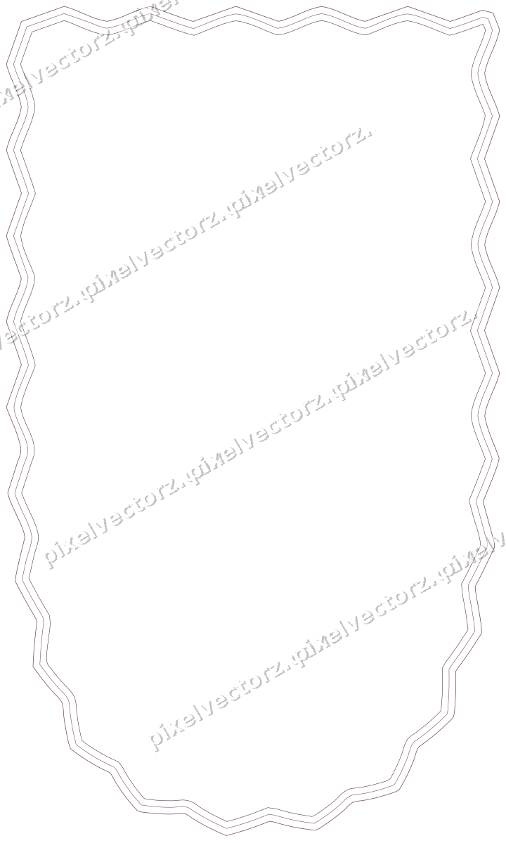 Decorative line art frame in dark magenta and amber with shield