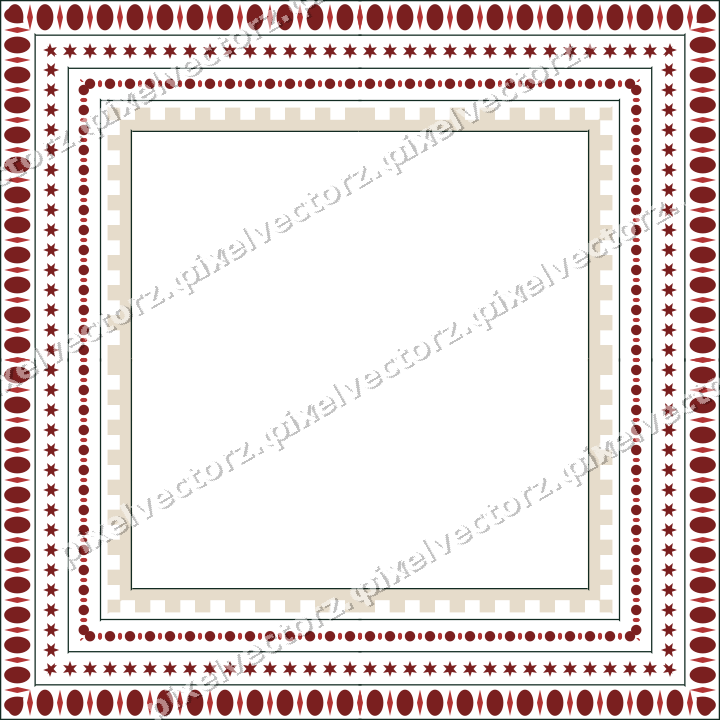 Decorative picture frame border in dark red with bead and reel
