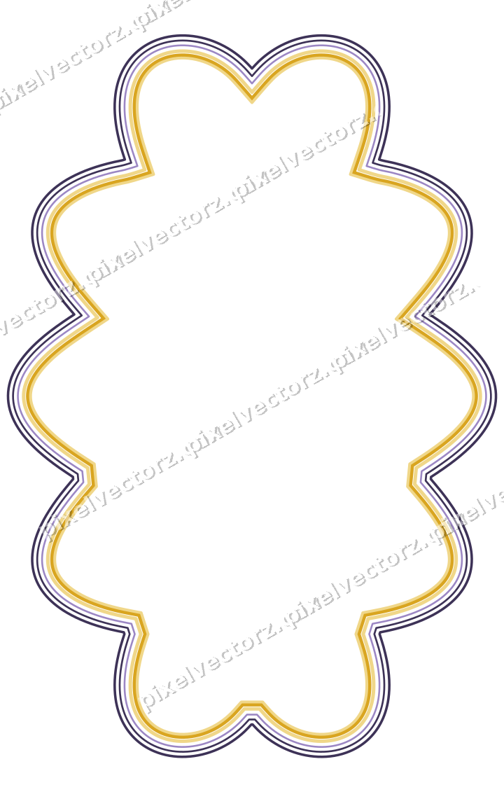 Decorative line art frame in amber and purple with oval