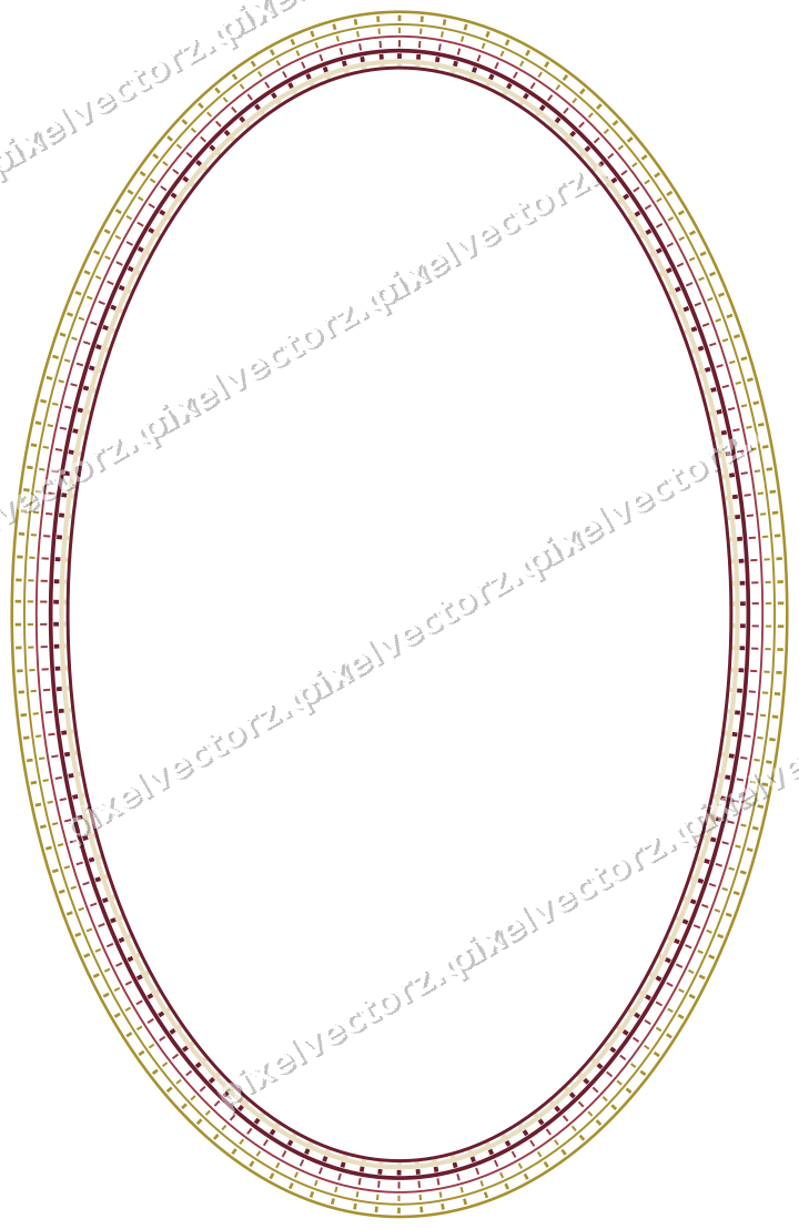 Decorative line art frame in dark pink and red with oval