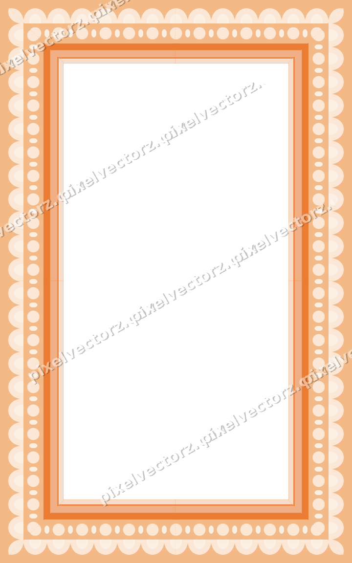 Decorative picture frame border in blue and orange with bead and reel