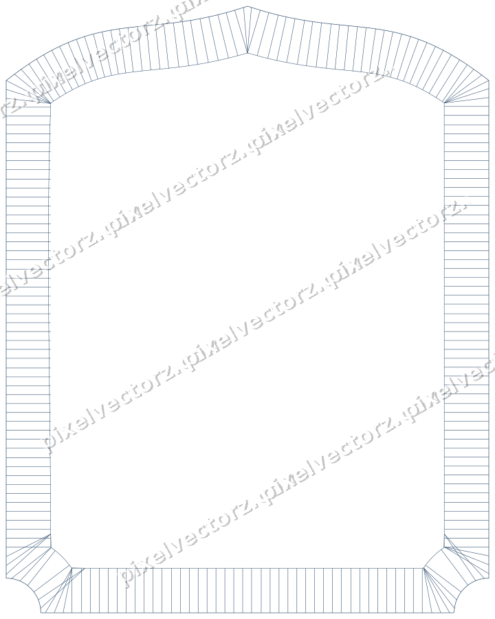Decorative line art frame in dark blue and orange with label plaque