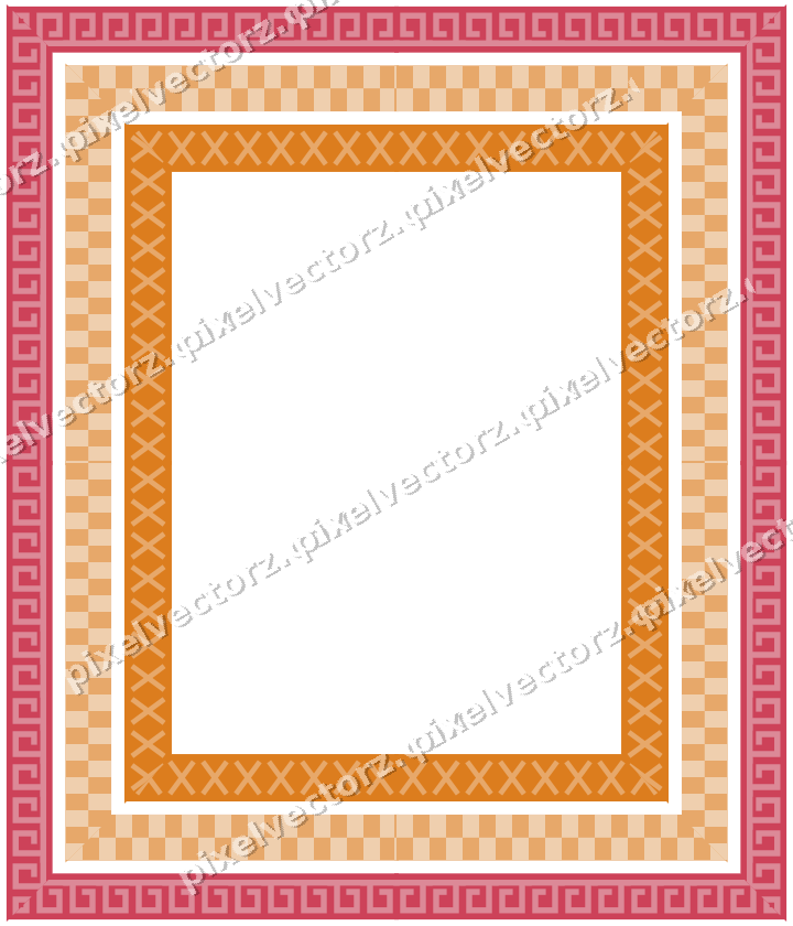 Decorative picture frame border in red and orange with greek key