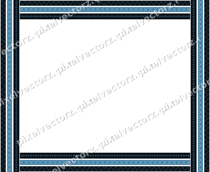 Decorative picture frame border in orange and cyan with wave band