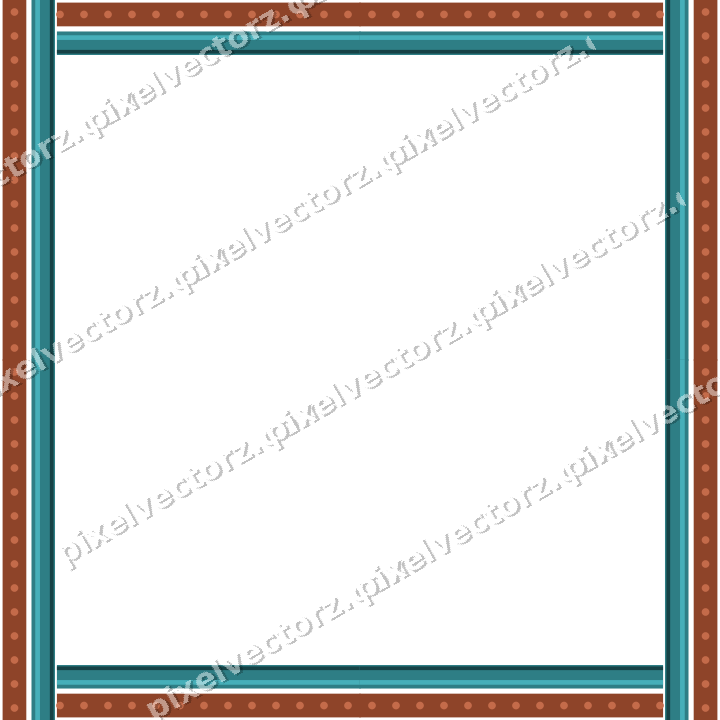 Decorative picture frame border in dark teal and orange with dot row
