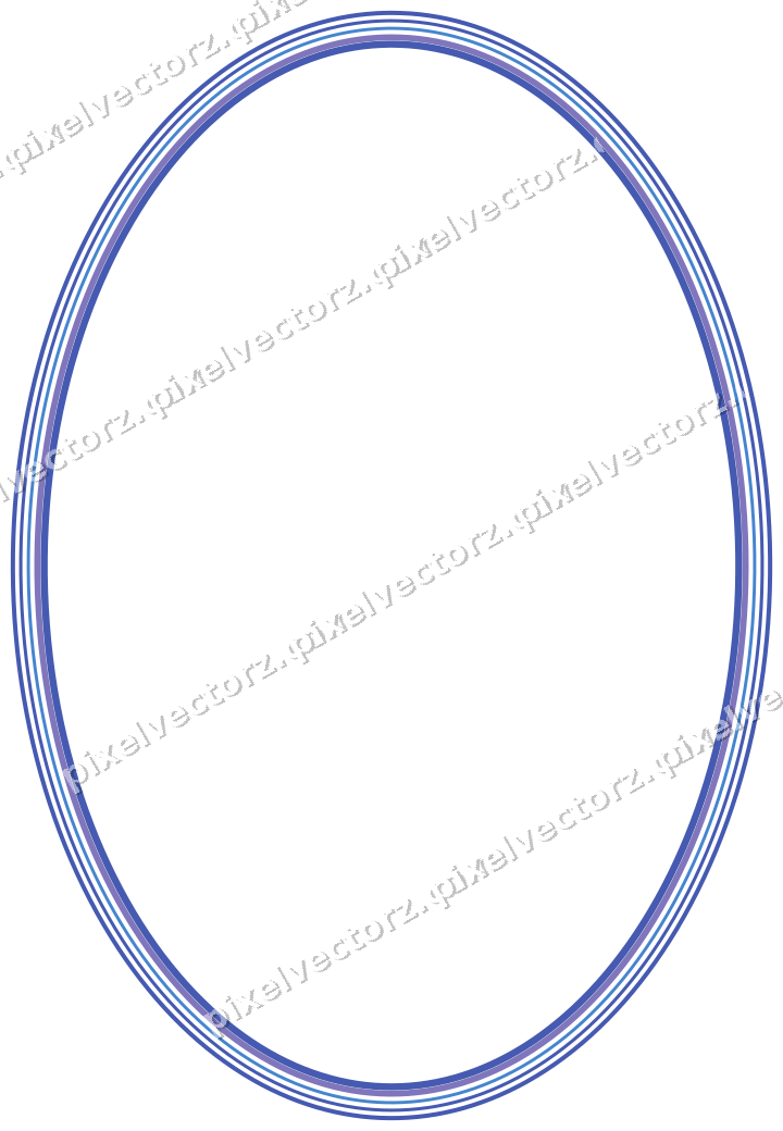 Decorative line art frame in blue and cyan with oval