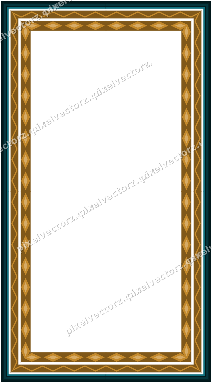 Decorative picture frame border in amber and dark teal with zigzag
