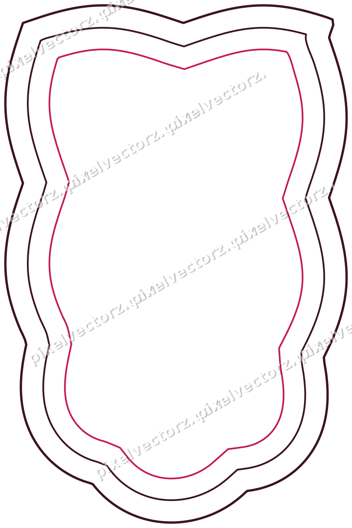 Decorative line art frame in lime and pink with shield
