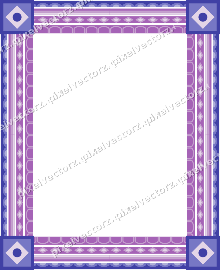 Decorative picture frame border in purple and blue with scale band