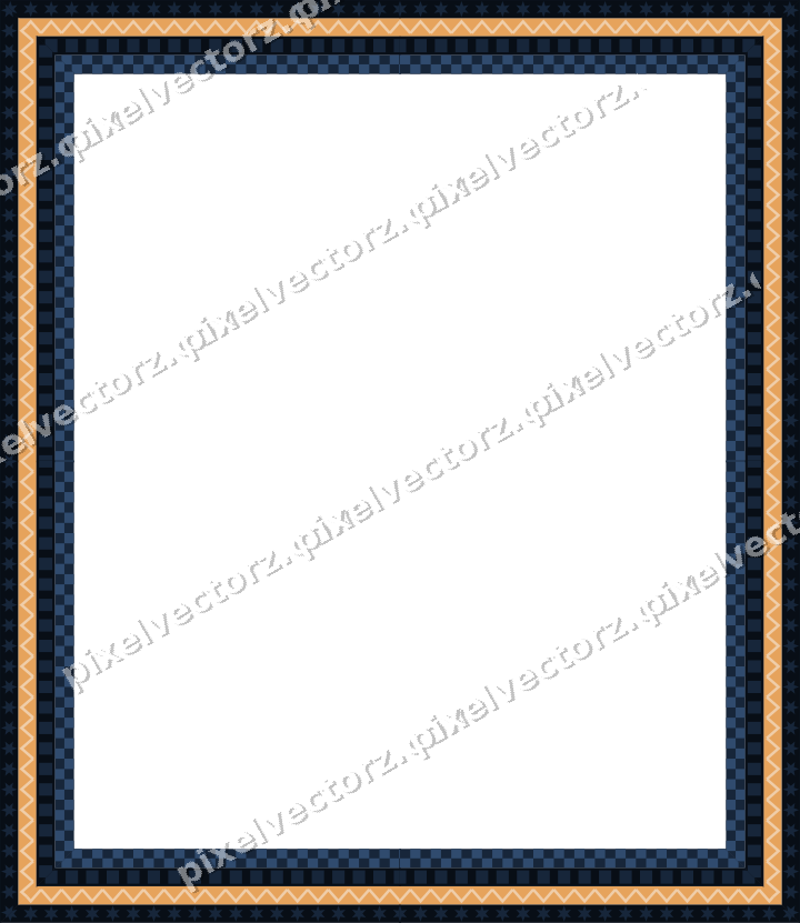 Decorative picture frame border in dark blue and orange with star band