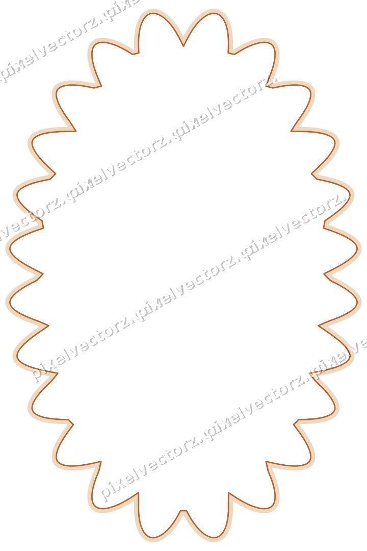 Decorative line art frame in dark green and orange with oval