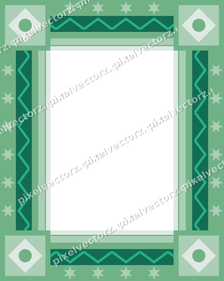 Decorative picture frame border in green and teal with zigzag
