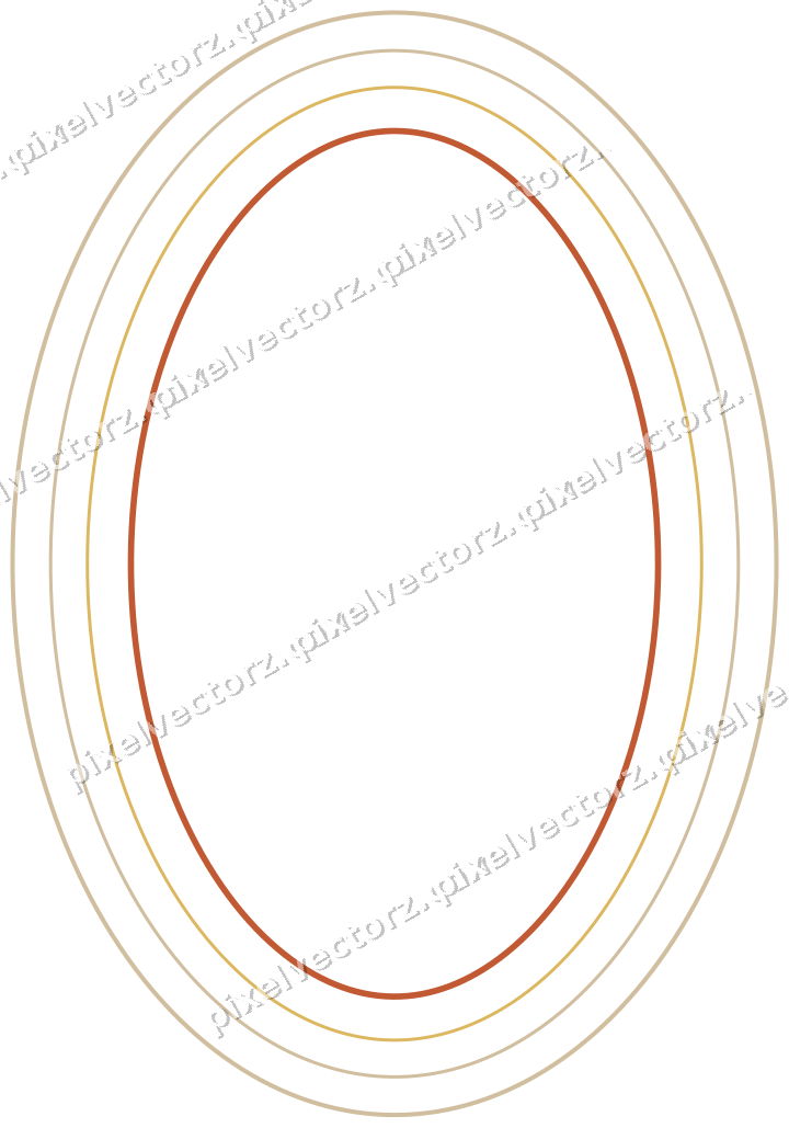 Decorative line art frame in orange and amber with oval