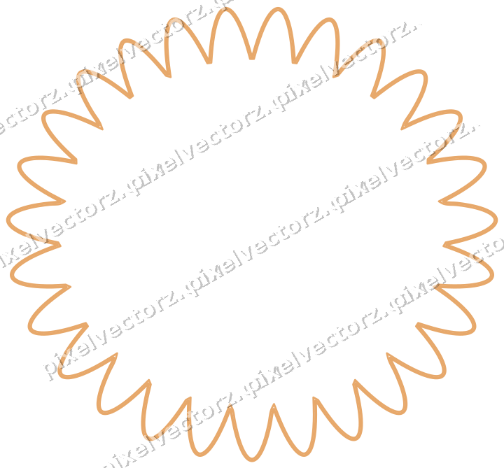 Decorative line art frame in red and orange with oval