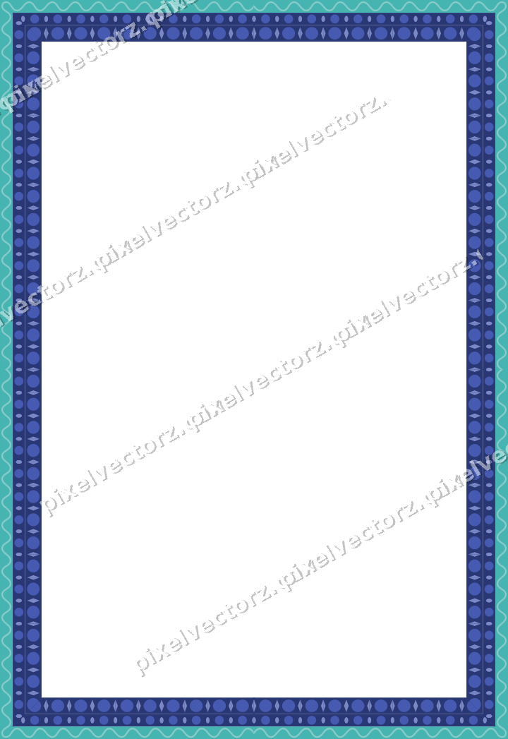 Decorative picture frame border in blue and cyan with wave band