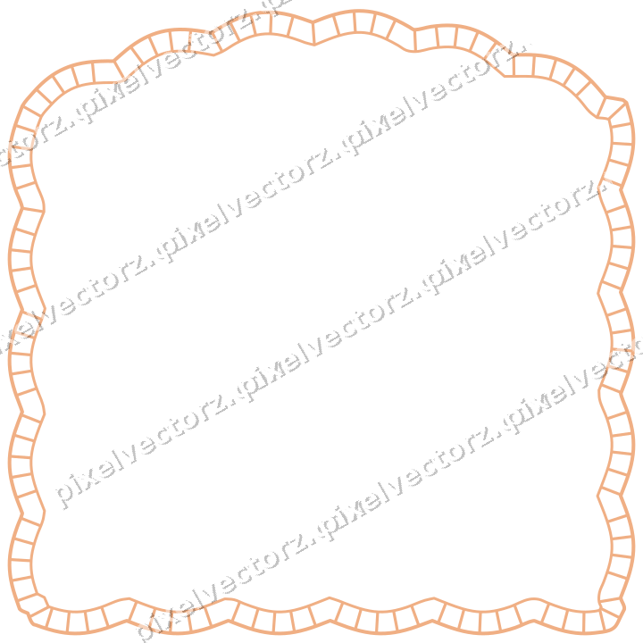 Decorative line art frame in blue and orange with label plaque