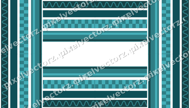 Decorative picture frame border in dark teal and orange with wave band