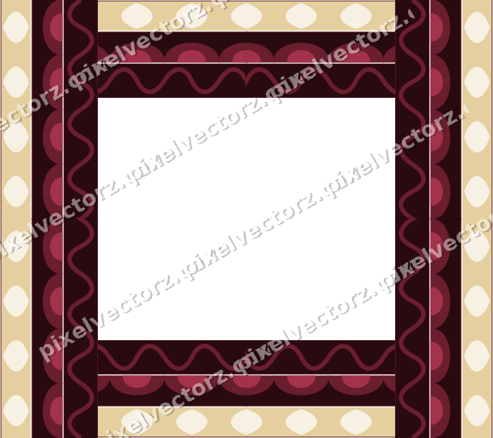 Decorative picture frame border in dark pink and red with scale band