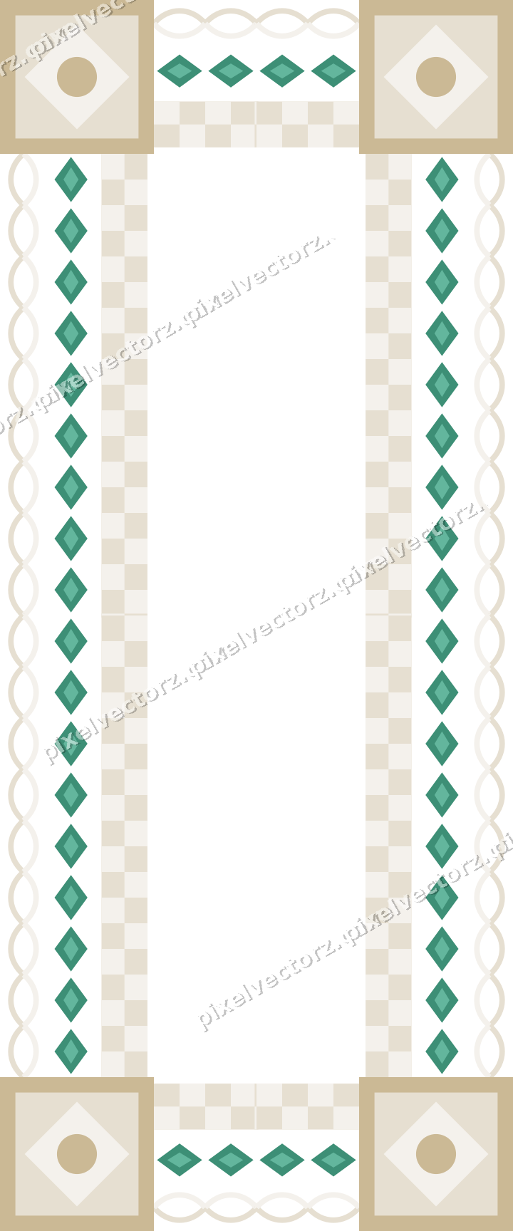 Decorative picture frame border in amber and green with diamond band