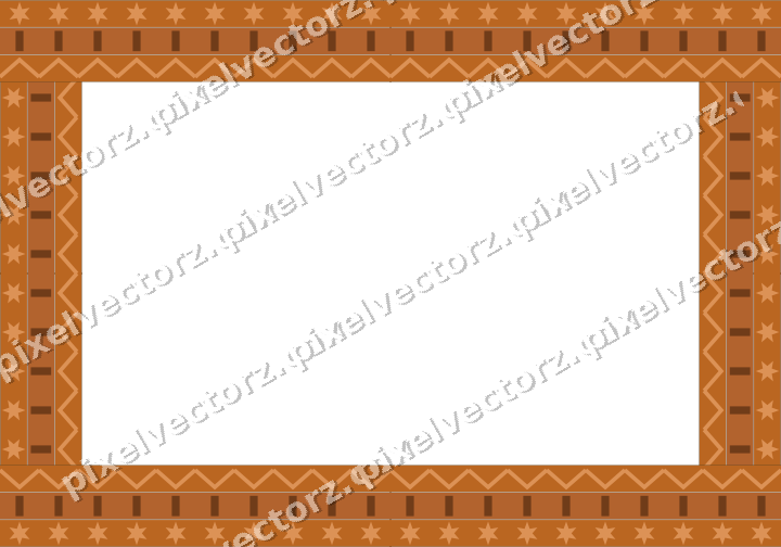 Decorative picture frame border in orange and teal with star band