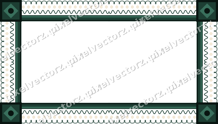 Decorative picture frame border in dark green with arcade frieze