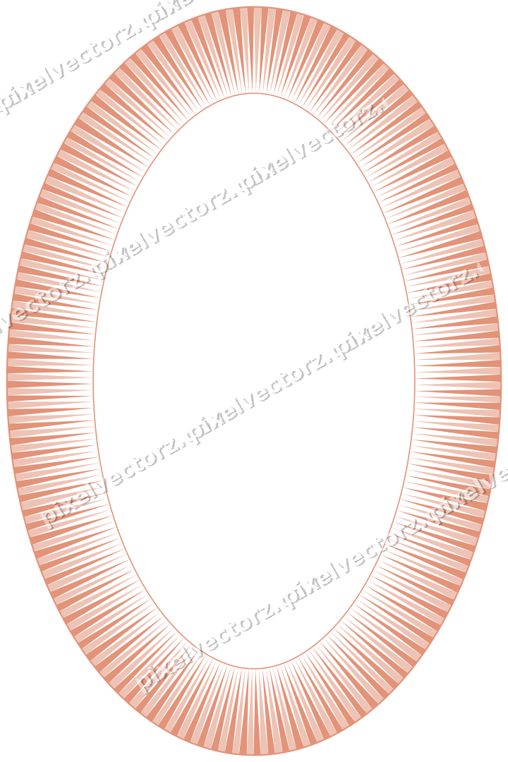 Decorative line art frame in orange and cyan with oval and dentil