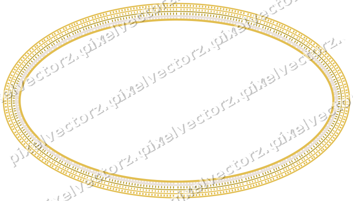Decorative line art frame in amber and pale orange with oval