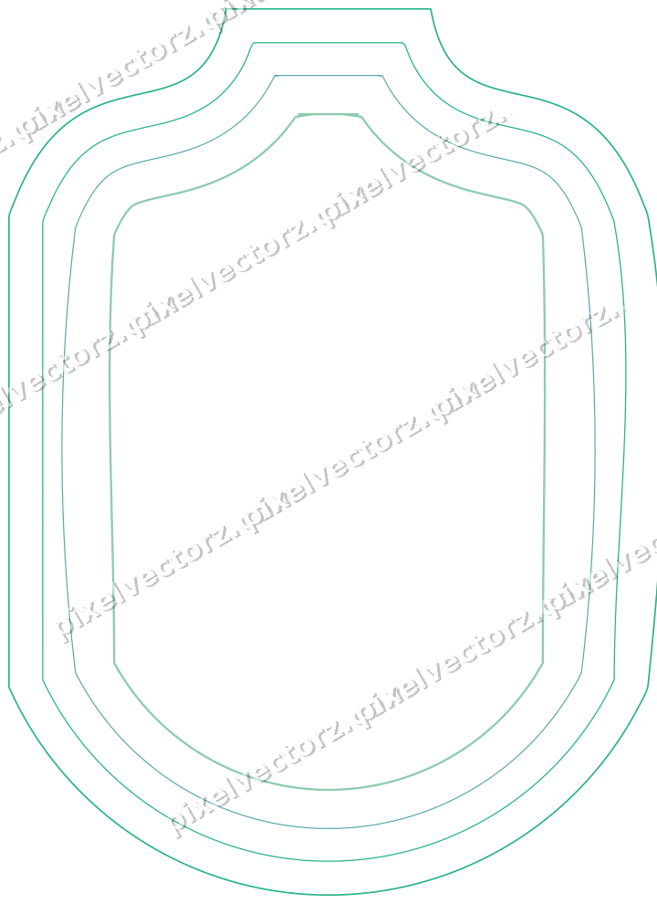 Decorative line art frame in green and teal with label plaque
