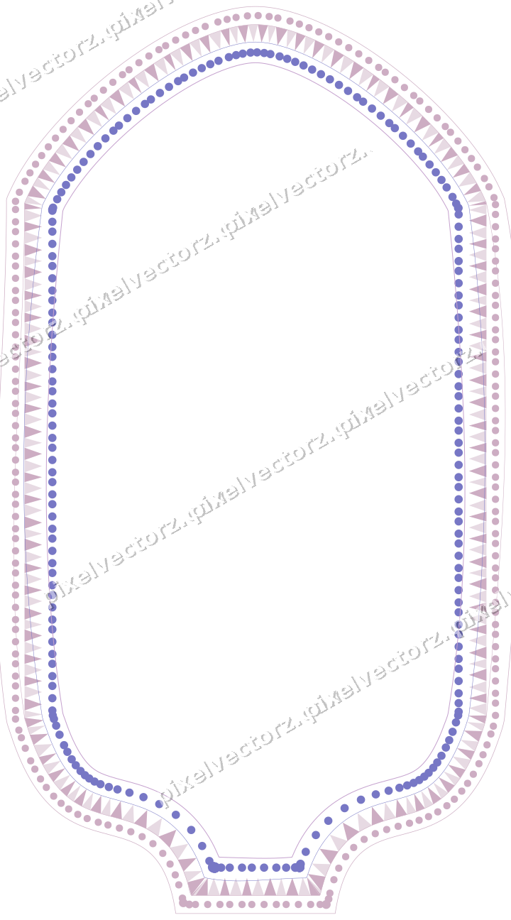 Decorative line art frame in purple and blue with label plaque