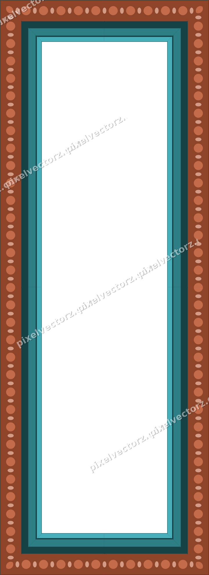 Decorative picture frame border in dark teal with bead and reel