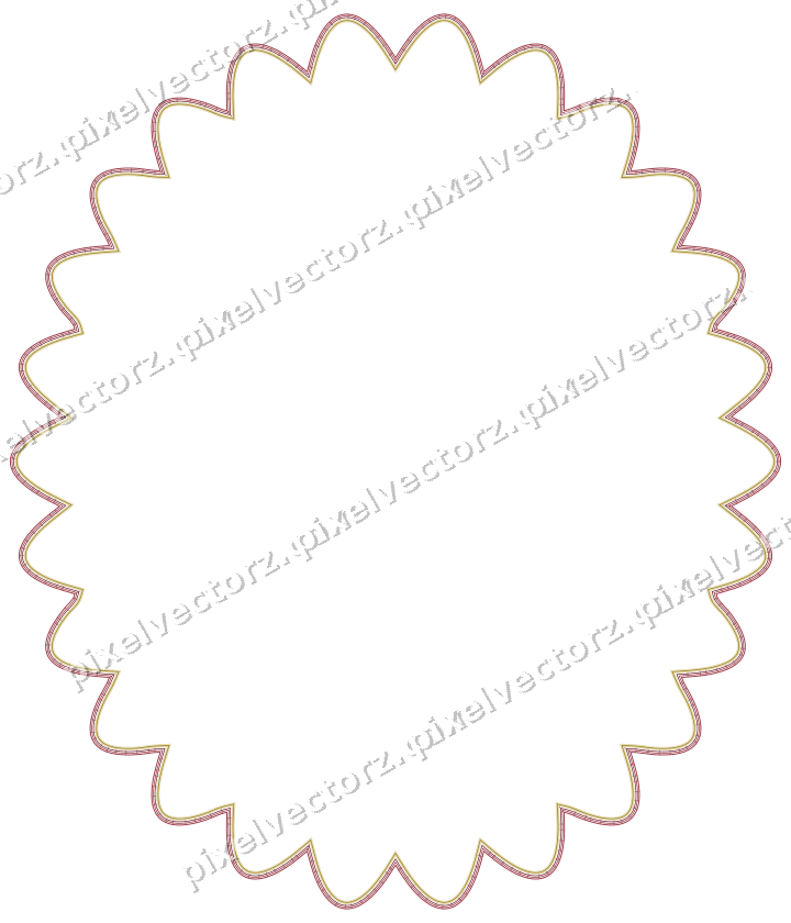 Decorative line art frame in dark pink and red with oval